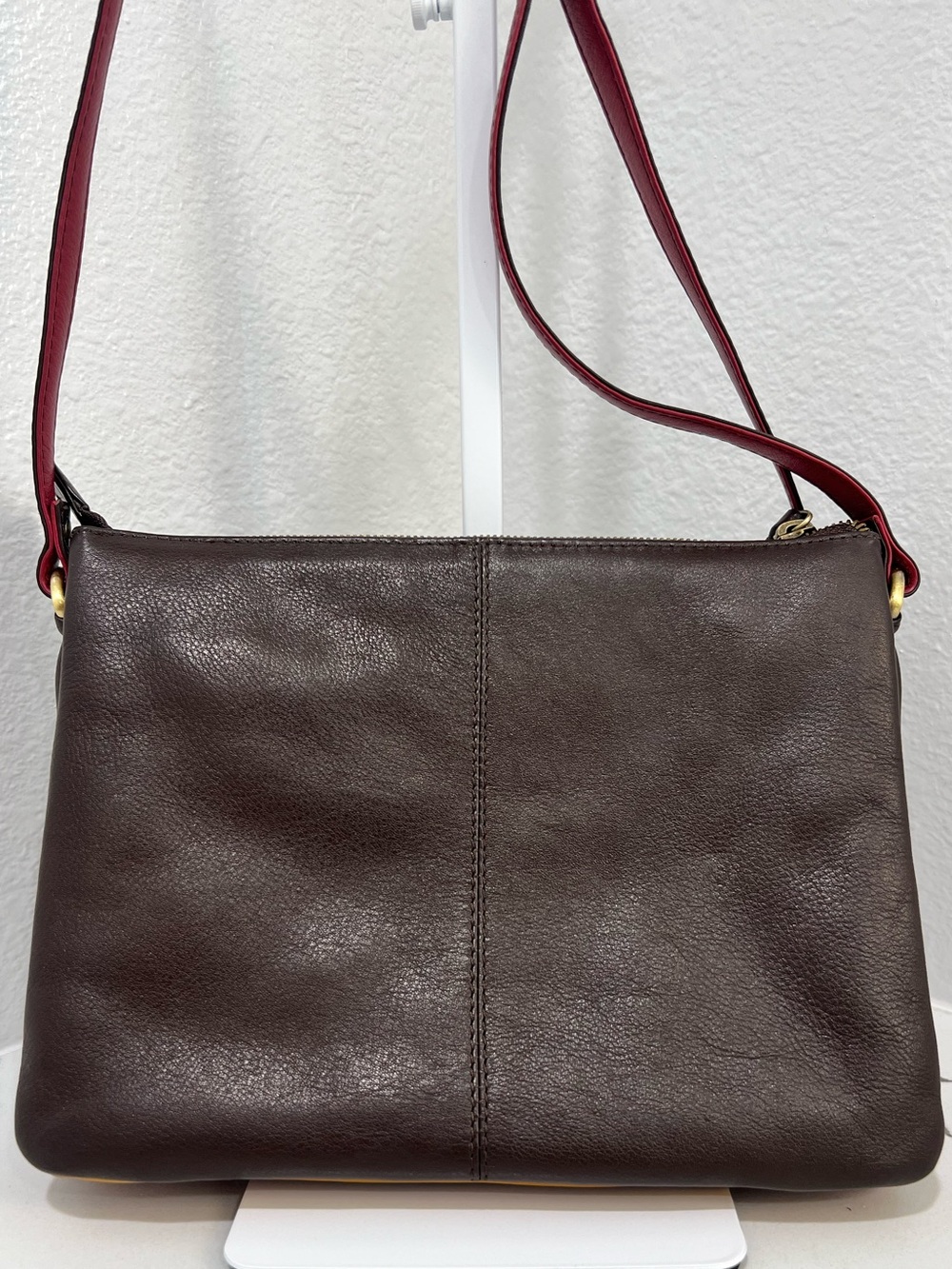 Marta Ponti Genuine Leather Crossbody Bag Brown Colorblock Italian Leather